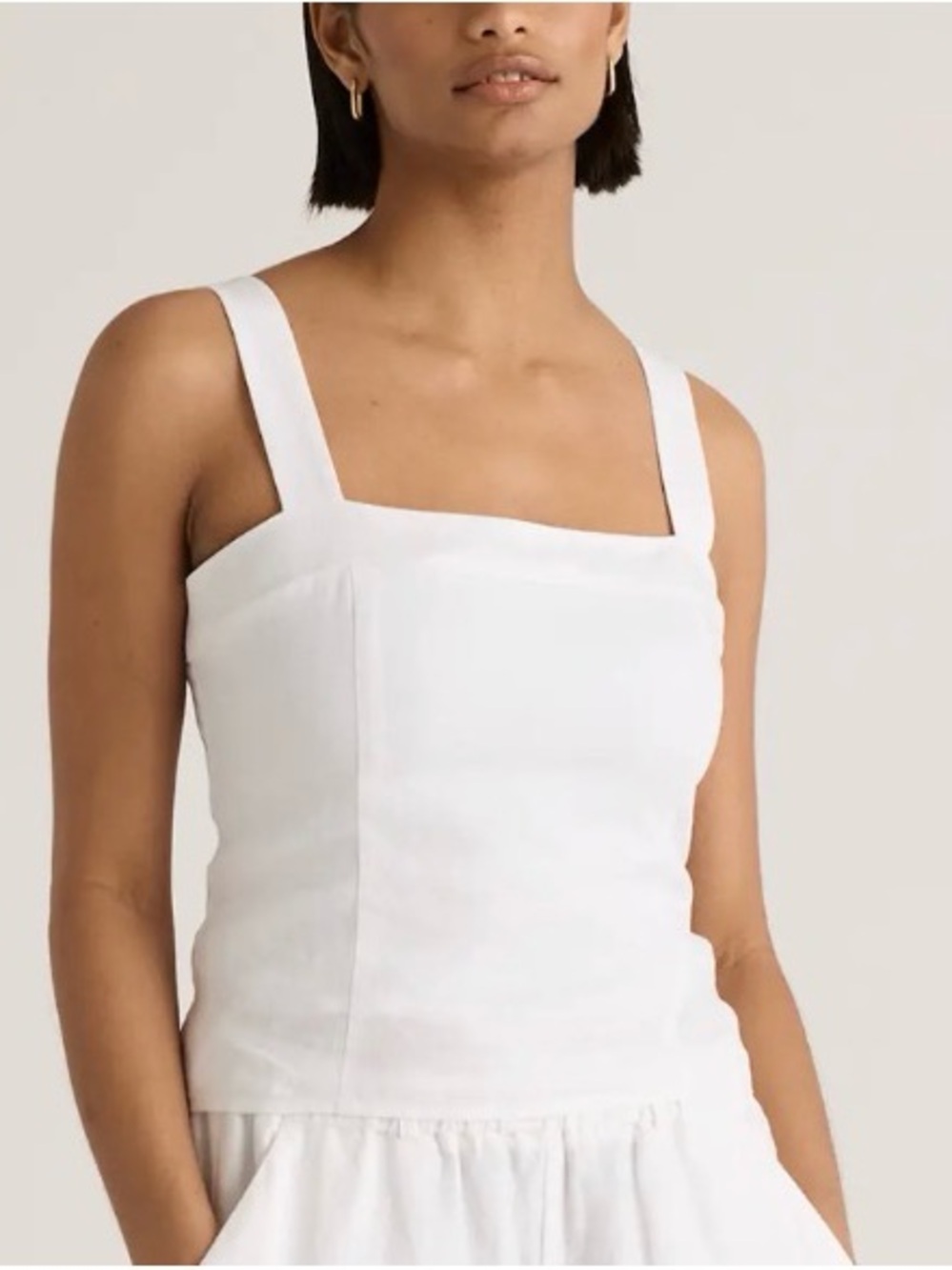 Quince White Linen Square-Neck Tank